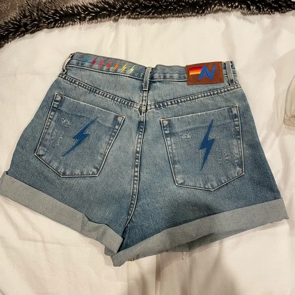 Aviator Nation hi rise rocker live free bolt jean shorts - vintage